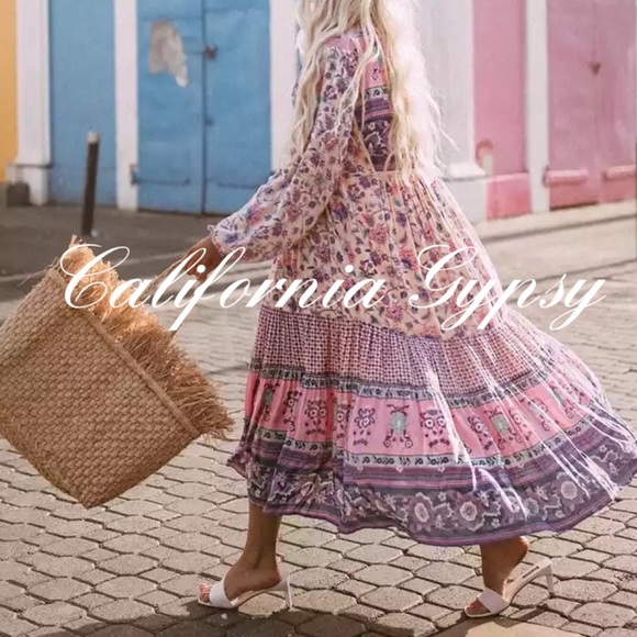 HP🎉Boho Chic Gypsy Vintage Floral Maxi Dress - Picture 7 of 13